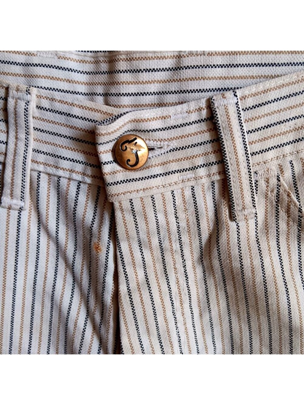 True Vintage Short 28" 28W 1970's Farah Striped Cut-Off Mod Denim Surf Distress